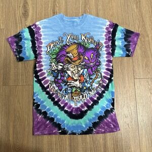2018 Liquid Blue Alice In Wonderland Mad Hatter Tie Dye‎ Tee Sz Médium EUC